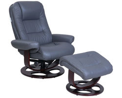 Jacque Leather Swivel Pedestal Chair and Ottoman (Gray) In stock