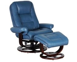 Jacque Swivel Pedestal Recliner w/Ottoman (Blue) In stock