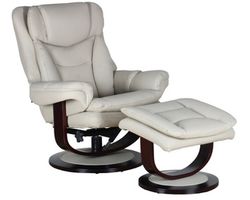 Roscoe Leather Swivel Pedestal Recliner and Ottoman (Ivory) In stock