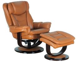 Roscoe Leather Swivel Pedestal Recliner w/Ottoman (Orange) In stock