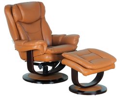  Roscoe Leather Swivel Pedestal Recliner w/Ottoman (Orange) In stock