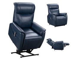 Leighton Power Lift Recliner w/Power Head Rest & Power Lumbar (Blue) 350 lbs. - In stock