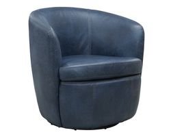 Barolo Italian Leather Swivel Chair Navy (In stock - Fast shipping)