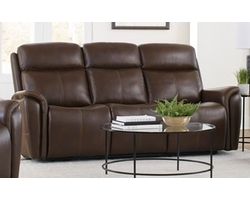 Cascade 83&quot; Power Headrest Power Leather Reclining Sofa Auburn (In stock - Fast Shipping)