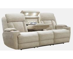 Dalton 89&quot; Power Headrest Power Reclining Sofa with Reading Light and Drop Down Console Fawn (In stock - Fast shipping)