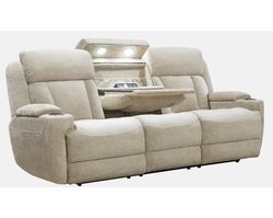 Dalton 89" Power Headrest Power Reclining Sofa with Reading Light and Drop Down Console Fawn (In stock - Fast shipping)
