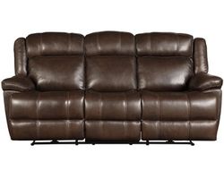 Eclipse Leather 86&quot; Power Headrest Power Reclining Sofa Brown (In stock - Fast shipping)