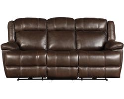 Eclipse Leather 86" Power Headrest Power Reclining Sofa Brown (In stock - Fast shipping)