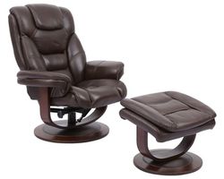 Monarch Pedestal Reclining Swivel Chair and Ottoman (Leather) Robust (In stock - Fast shipping)