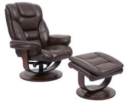 Monarch Pedestal Reclining Swivel Chair and Ottoman (Leather) Robust (In stock - Fast shipping)  