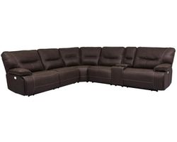 Spartacus Power Headrest Power Reclining Sectional Chocolate (Leather like fabric) In stock - Fast shipping