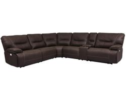 Spartacus Power Headrest Power Reclining Sectional Chocolate (Leather like fabric) In stock - Fast shipping