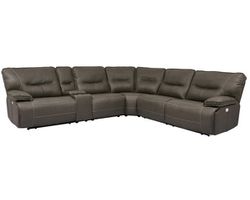 Spartacus Power Headrest Power Reclining Sectional Haze (Leather like fabric) In stock - Fast shipping