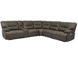 Spartacus Power Headrest Power Reclining Sectional Haze (Leather like fabric) In stock - Fast shipping