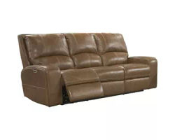 Swift 88&quot; Power Headrest Power Reclining Sofa Leather Bourbon (In stock - Fast shipping)