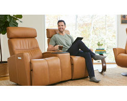 Milan Three Piece Home Theater Sectional (2 Power Recliners) Cognac - In stock - Fast shipping - 63&quot; wide