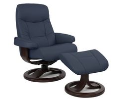 Mudal R Swivel Recliner and Ottoman - 2 sizes in Navy (In stock - Fast shipping)