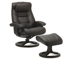 Mustang R Swivel Recliner and Ottoman Black  - 2 sizes (In stock - fast shipping)