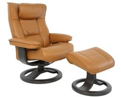 Regent R Swivel Recliner and Ottoman Cognac - 2 sizes (In stock - Fast shipping)