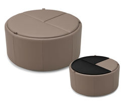 Mingle 77004-F4 Round Cocktail Ottoman with Wood Top (36&quot;) +200 colors