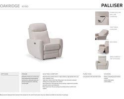 Oakridge 40180 Power Lift Recliner Rated 350 Pounds (+50 fabrics)