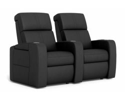 Flicks Row of 2 Power Headrest Black Leather Home Theater Seating (In Stock)