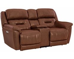 Contender 79&quot; Leather Triple Power Console Reclining Loveseat (In stock)