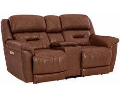 Contender 79" Leather Triple Power Console Reclining Loveseat (In stock)