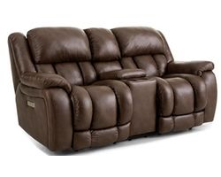 Global 81&quot; Triple Power Reclining Console Loveseat Chocolate (In stock)