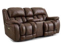 Global 81" Triple Power Reclining Console Loveseat Chocolate (In stock)