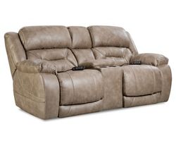 Greer 79&quot; Triple Power Reclining Console Loveseat Mushroom (In stock)