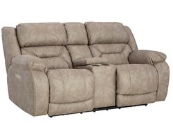 Oakley 78" Zero Gravity Triple Power Reclining Console Loveseat Tan (In stock)