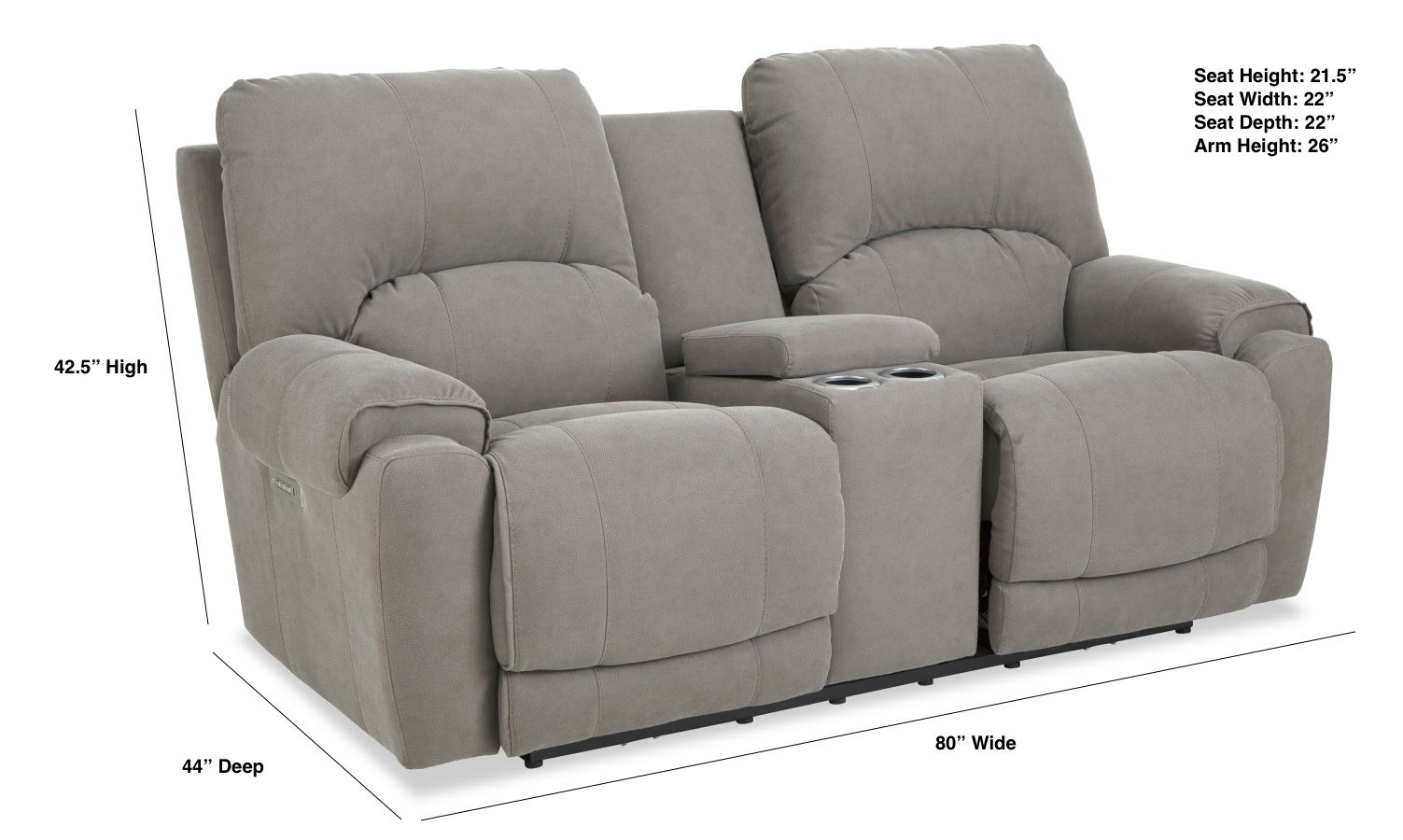 Havana Zero Gravity Triple Power Reclining Console Loveseat (In