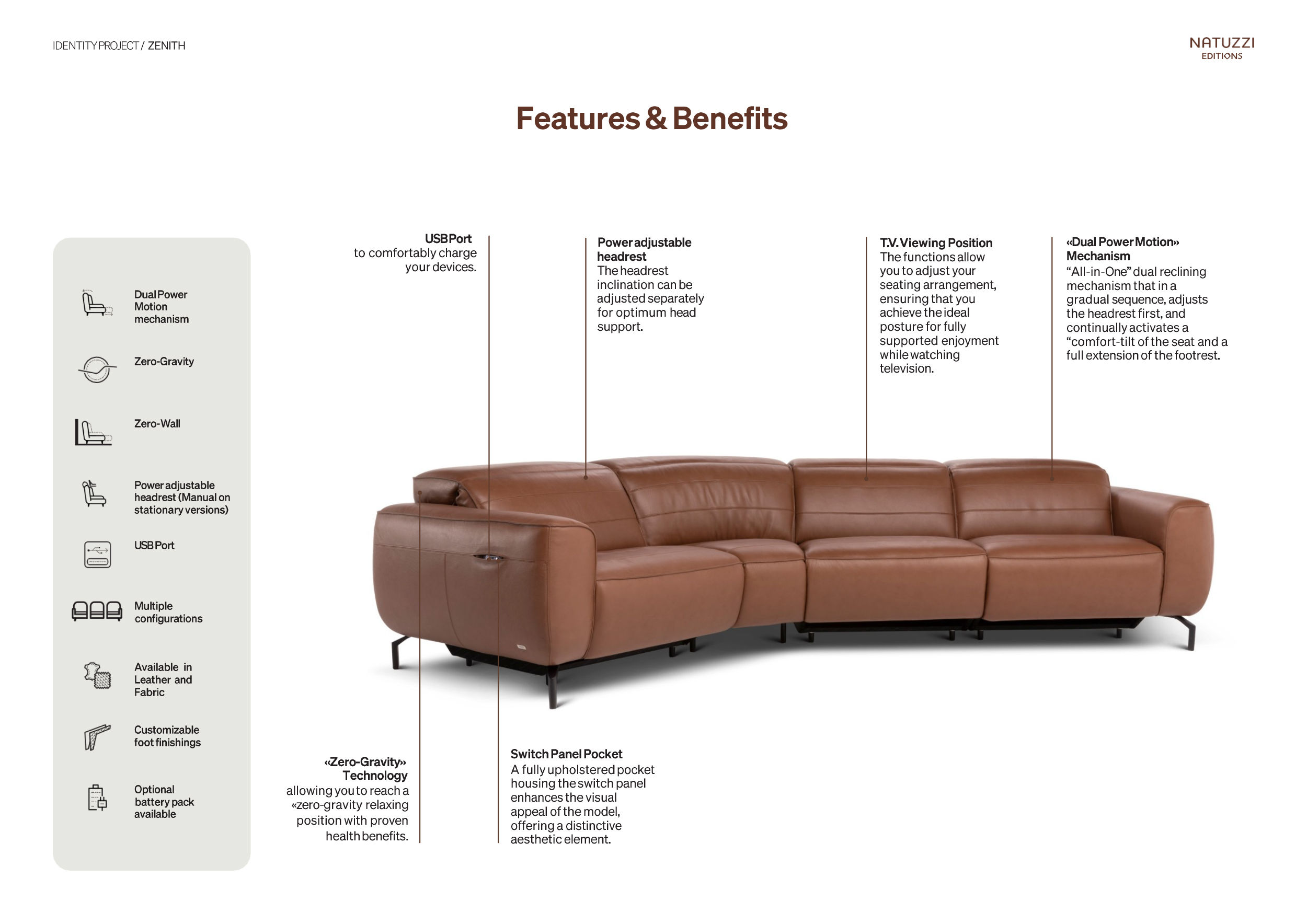 Zenith C320 Power Reclining Sofa 88