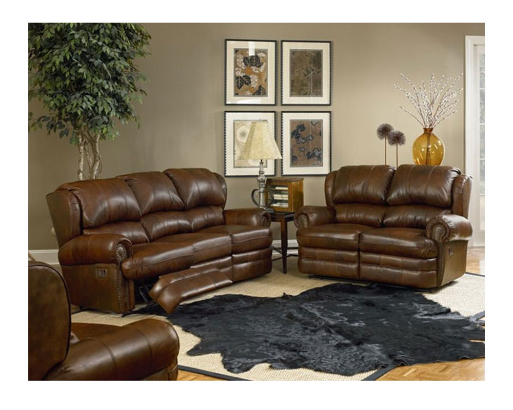 Lane Leather Reclining Sofa With Nailhead Trim Baci Living Room