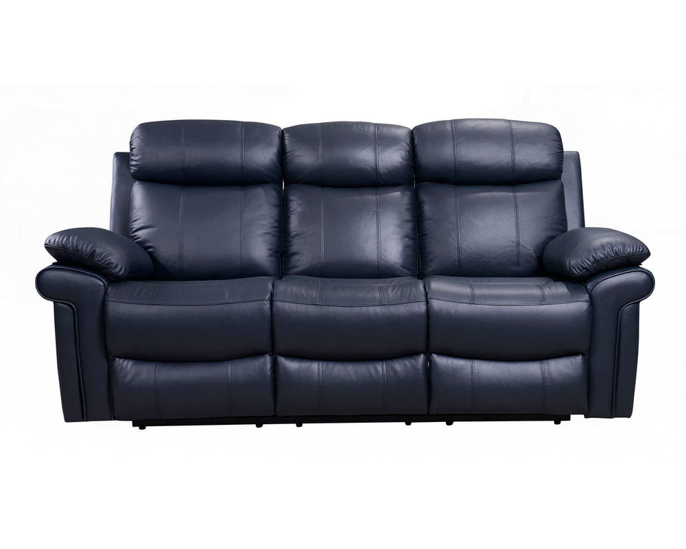 Joplin Power Leather Reclining Sofa in Blue Sofas and Sectionals
