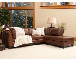 Corsario 2 Pc. Top Grain Leather Sectional In Burbon (Right Arm Facing Chaise)