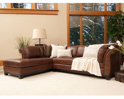 Corsario 2 Pc. Top Grain Leather Sectional In Burbon (Left Arm Facing Chaise)