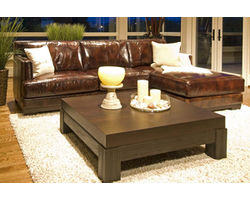 Davis 2 Pc. Top Grain Leather Sectional in Saddle (Right Facing Chaise)