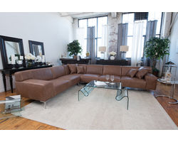 Industrial 4 Pc. Top Grain Leather Large Sectional in Chestnut