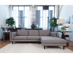 Retro Fabric 3-Piece Sectional In Taupe (Right Side Facing Chaise)