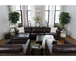 Urban 5 Piece Top Grain Leather Sectional in Cappuccino (Left Facing Chaise)