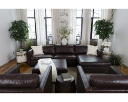 Urban 5 Piece Top Grain Leather Sectional in Cappuccino (Right Facing Chaise)