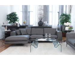 Wall Street Top Grain Leather 2-Piece Sectional in Slate (LAF Chaise)