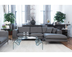 Wall Street Top Grain Leather 2-Piece Sectional in Slate (RAF Chaise)