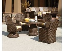 South Hampton Outdoor 5 Piece Dining Collection (48&quot; Round Glass Top Table)