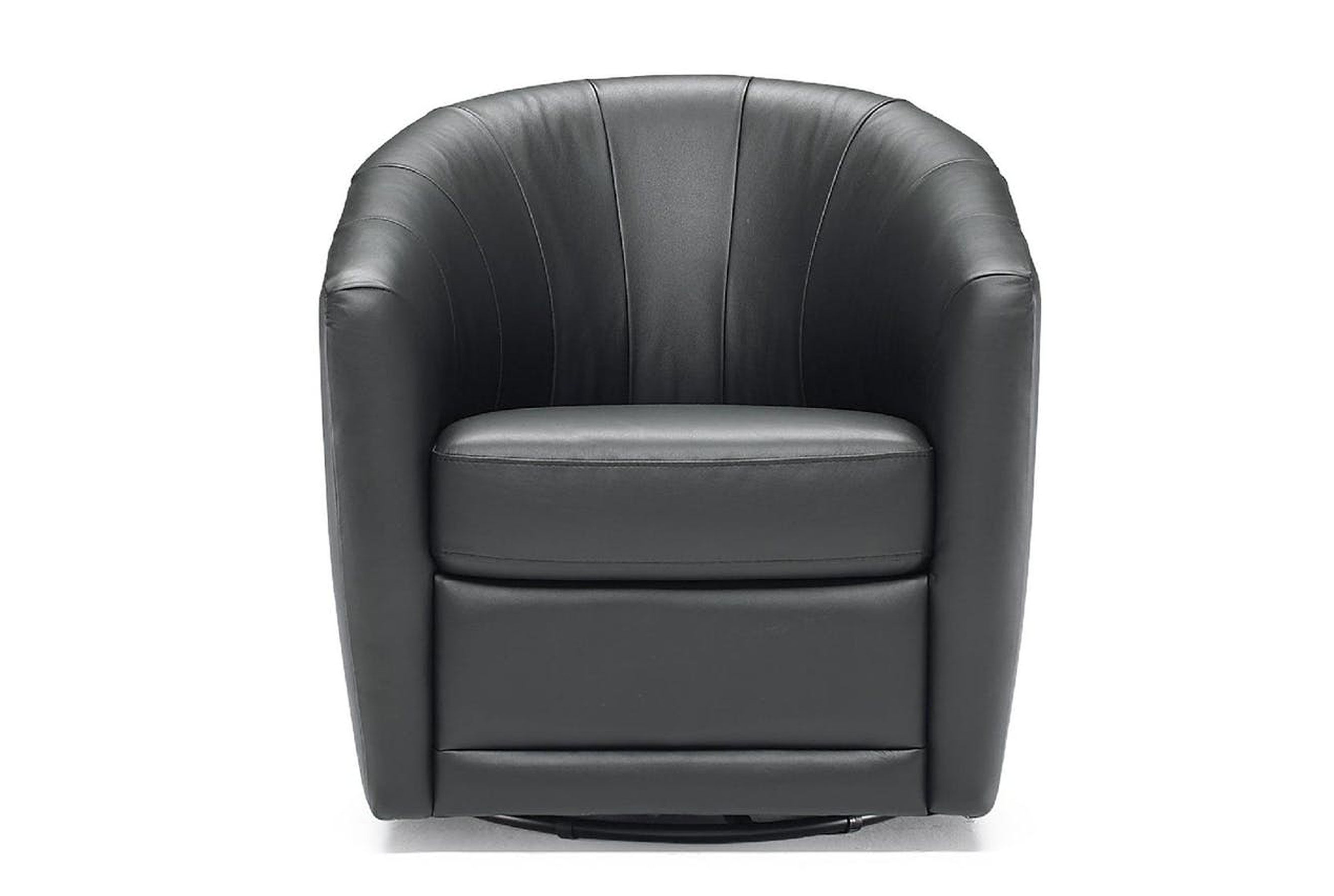 natuzzi leather barrel swivel chair