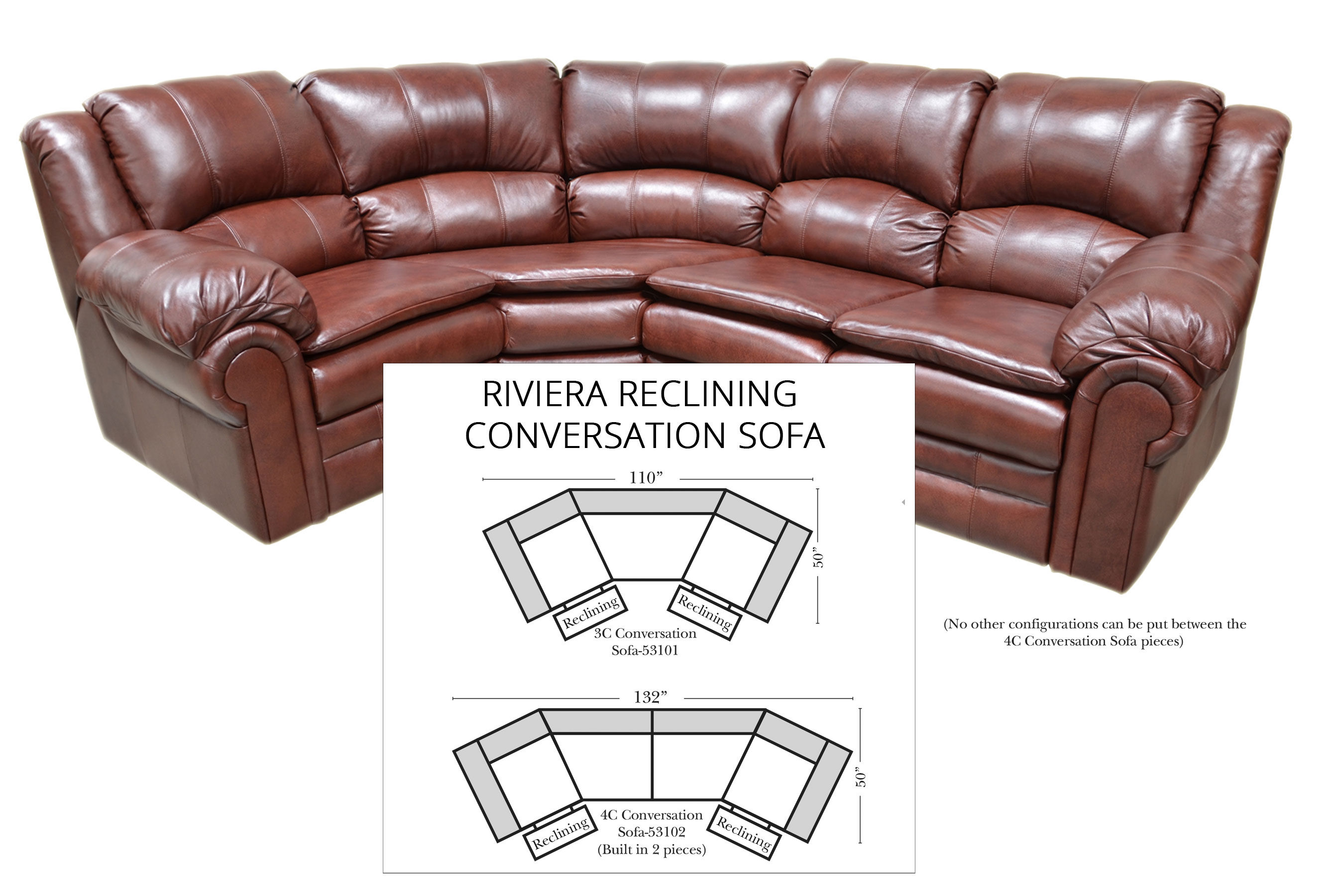 Conversation sofa store with recliners