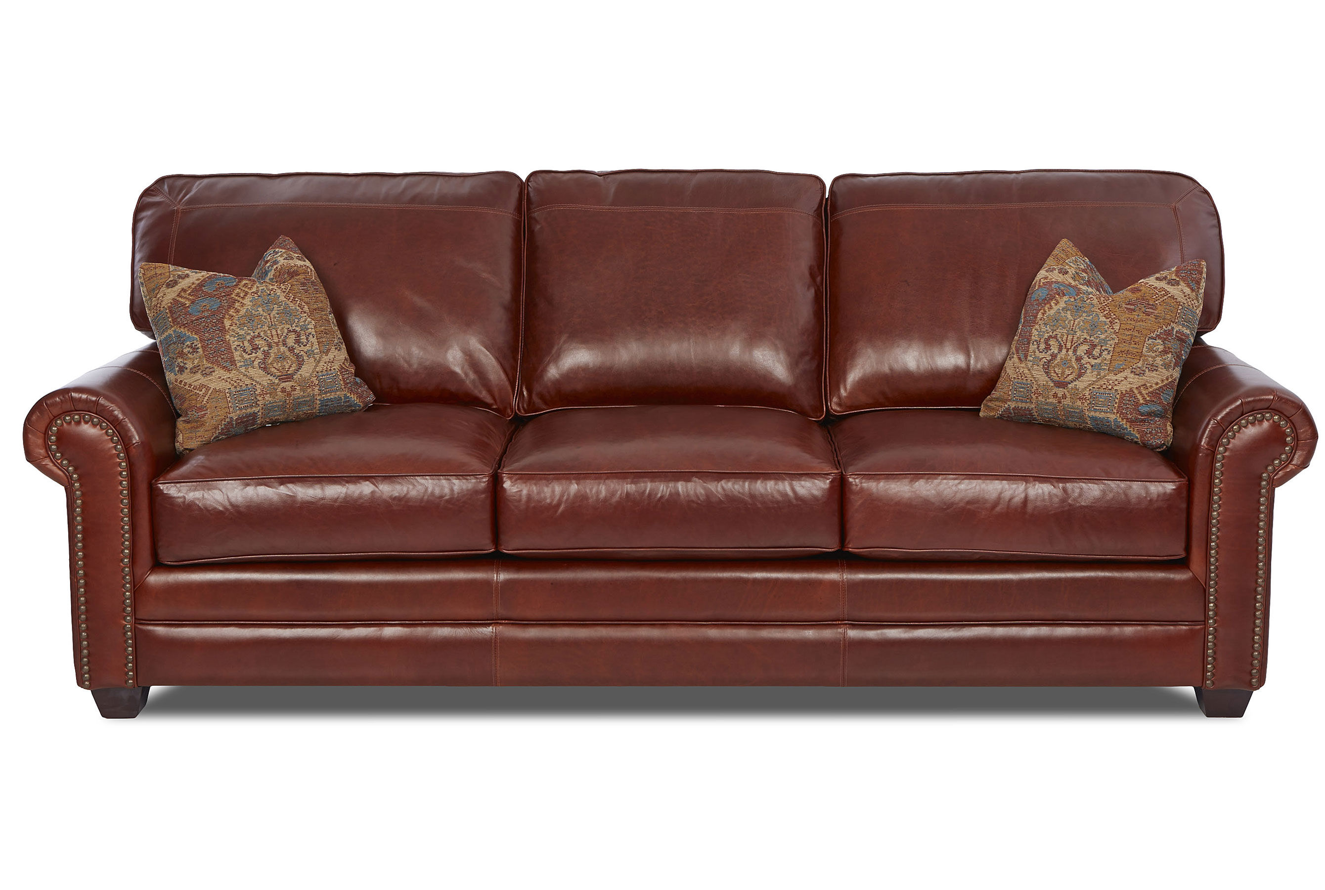 Epic Stationary Nailhead Leather Sofa, Leather Couch Repair Charlotte Nc