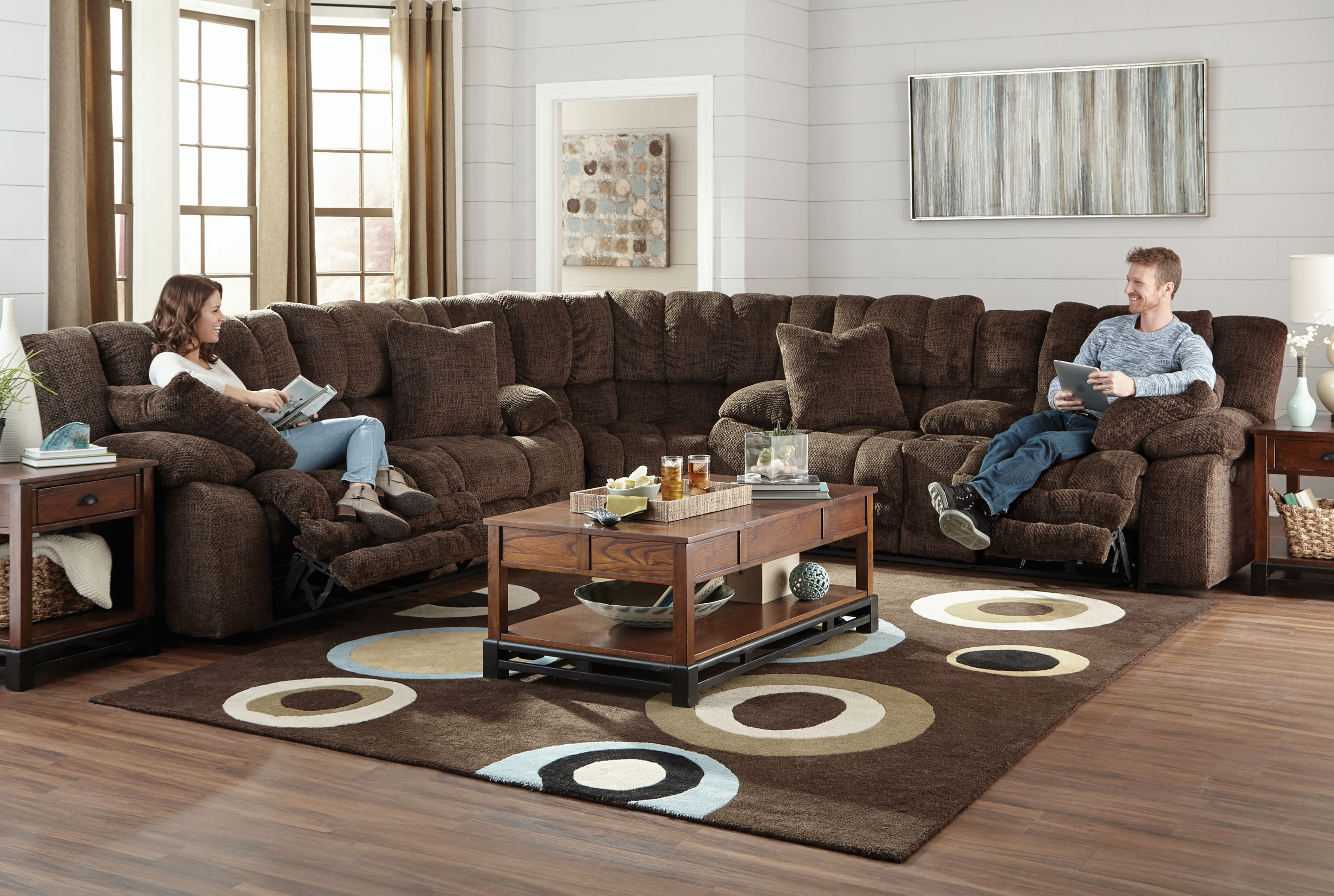 Reclining sectional with online ottoman